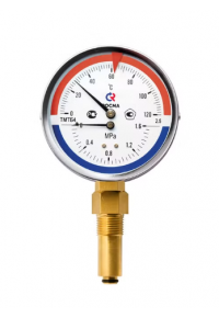 Термоманометр 80мм, Тип - ТМТБ-31Р, радиальный, 0-120°C, клапан 46мм, G1/2, к.т. 2,5
